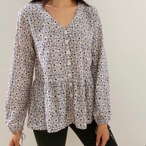 LOFT white floral peplum blouse